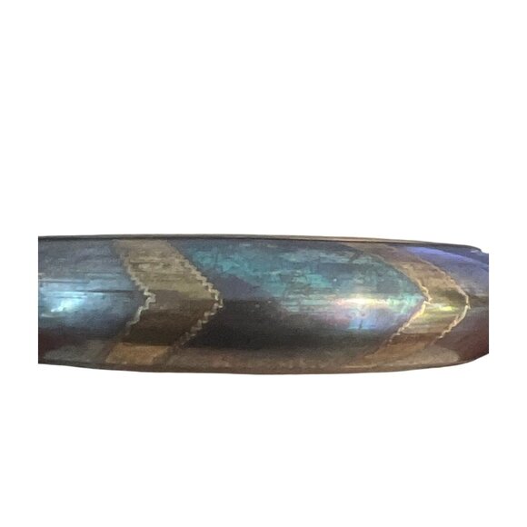 Vintage Carol for Eva Graham Brass Bangle Bracelet 2 Tone India Estate 8" - Picture 2 of 5